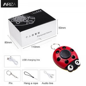 130 dB glasen polnilni ladybug varnostni samoobrambni obesek za ključe proti napadom SOS osebni alarm obesek za ključe z LED lučko