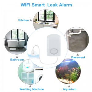 130db Tuya Smart Life Wireless Water Leak Detector Ƙararrawa Cire Ƙararrawar Ruwan Kayan Aikin Gano Ruwa Smart Wifi Tsarin Sensor Ruwan Ruwa Na Gida