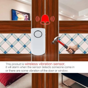 Безжичен аларм против кражба на вратата од провалник, 130 Db Прозорец на вратата, аларм со сензор за вибрации за движење против провалник за домашна безбедност