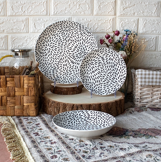 Abstract Pantern Vintage Matte Ceramic Stoneware የወጥ ቤት እቃዎች ስብስብ
