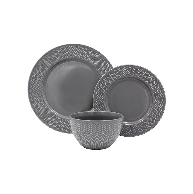 ظروف آشپزخانه خاکستری سیاه و سفید برجسته برای استفاده روزانه