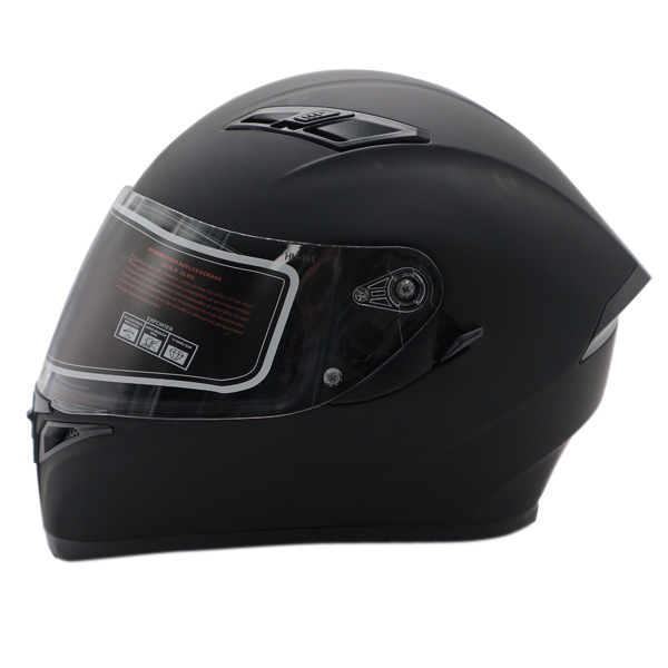 What material is the lens of the motorcycle helmet?