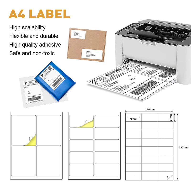 Custom A4 Labels Adhesive Sticker Blank Sheets For Printer