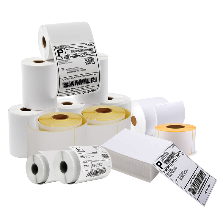 Best 4"x6" waterproof barcode adhesive sticker direct thermal labels fanfold shipping label rolls near me