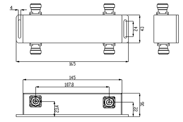 5G-Low-PIM-Hybridkoppler mit 575–6000 MHz JX-BC-575M6000M-4310NDF