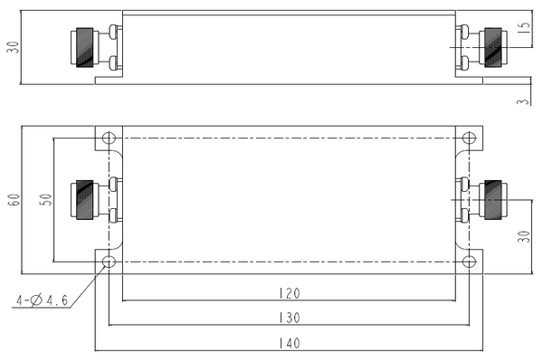 عملکرد فیلتر LC Lowpass از 30-600 مگاهرتز با گزینه N اتصال JX-LPF1-30M600M-40N