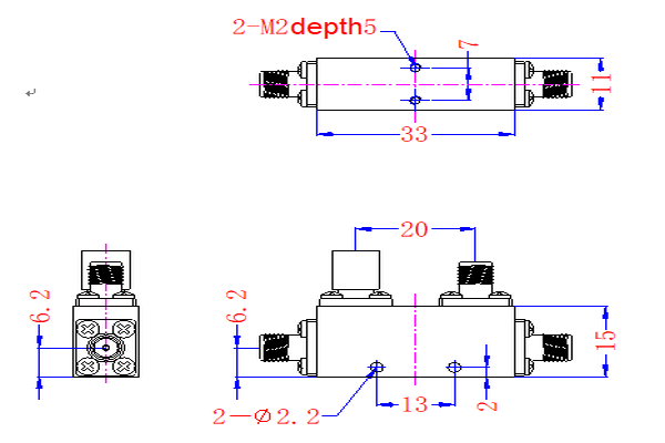 Pengganding Arah lebar jalur lebar Beroperasi daripada 4.8-9.6GHz JX-DC-4.8G9.6G-20SF