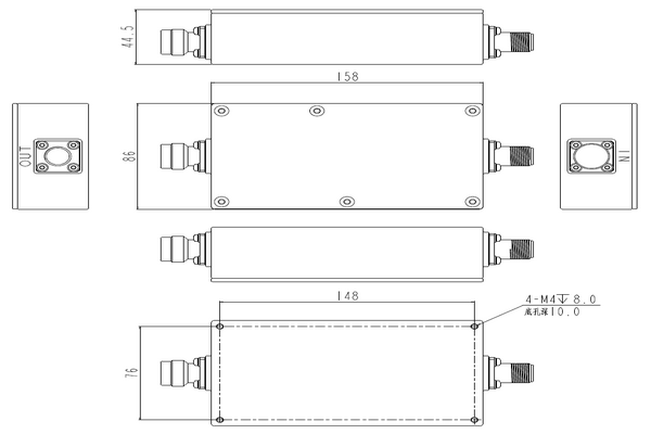 Bandpass-Hohlraumfilter für den Betrieb von 2550–2590 MHz JX-CF1-2550M2590M-N5