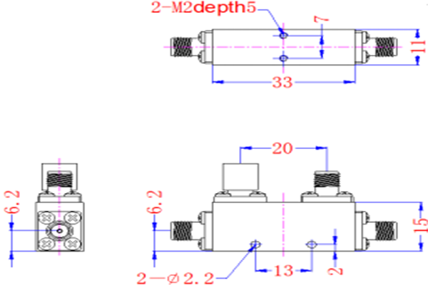 Coupleur directionnel SMA-F 50 W 20 dB 7,5-16 GHz JX-DC-7.5G16G-S20