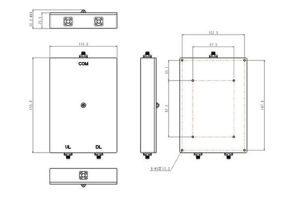 4 formas de cavidad combinador SMA-F conector 824-1990MHz pérdida de inserción baja pequeño volumen JX-CC4-824M1990M-65BS