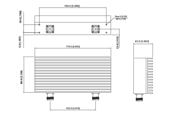 Разъем Isolator NF, 146–174 МГц, низкие вносимые потери JX-CI1-146M174M-50N