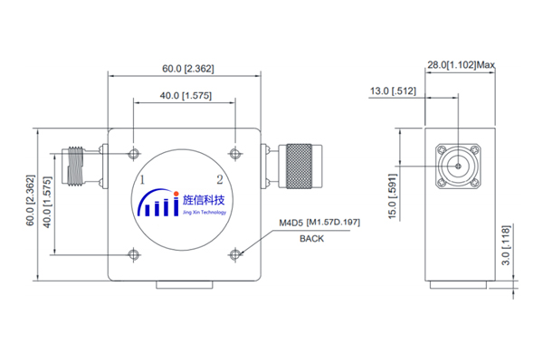 Bộ cách ly đồng trục Đầu nối NF/M 118-150 MHz Suy hao chèn thấp JX-CI-148M150M-60NF