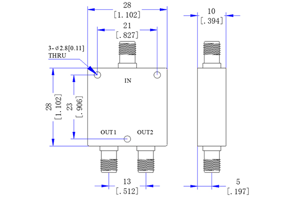 Connecteur SMA-F diviseur de puissance 600-3800 MHz JX-PD2-3.4G4.2G-20S