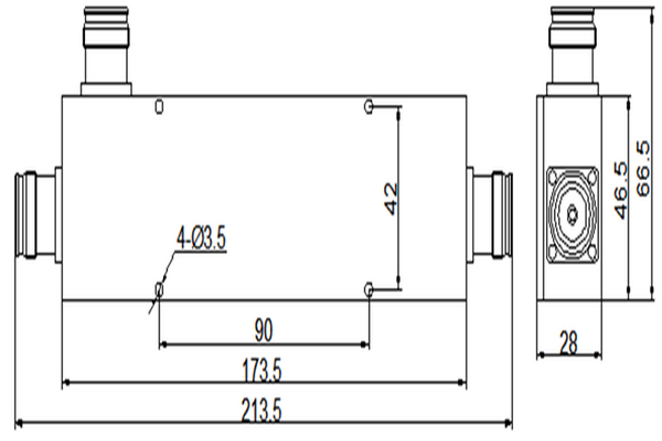 Отвод питания/соединитель 7/16(DIN)-F, разъем 698–2700 МГц, низкий PIM JX-PC-698-2700-PT 5^6^7^8^10^13^15