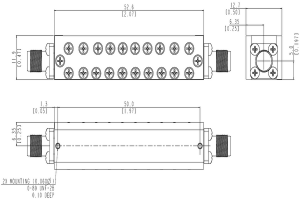 Высокочастотный полосовой фильтр индивидуальной конструкции в диапазоне 9–10 ГГц.
