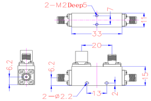Funzionamento da accoppiatore direzionale SMA-Femmina da 7-18 GHz JX-DC-7G18G-10S50W