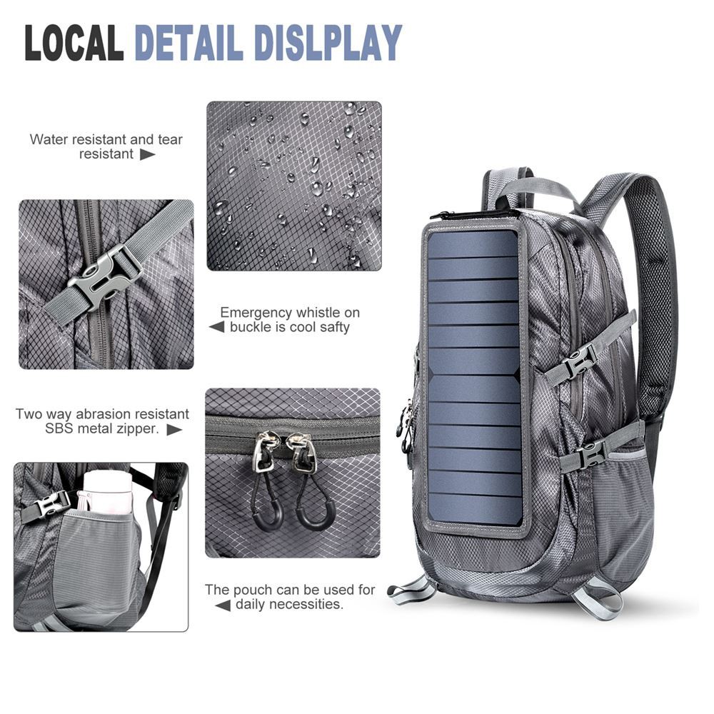 solar panel backpack details