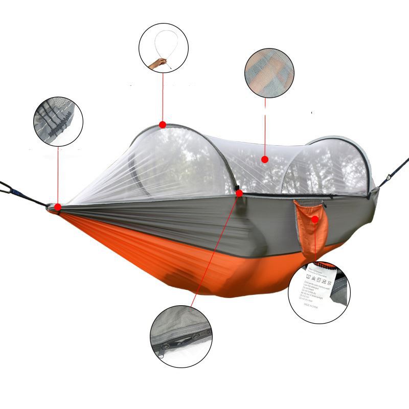 Hamaca para acampar ao aire libre con mosquitera