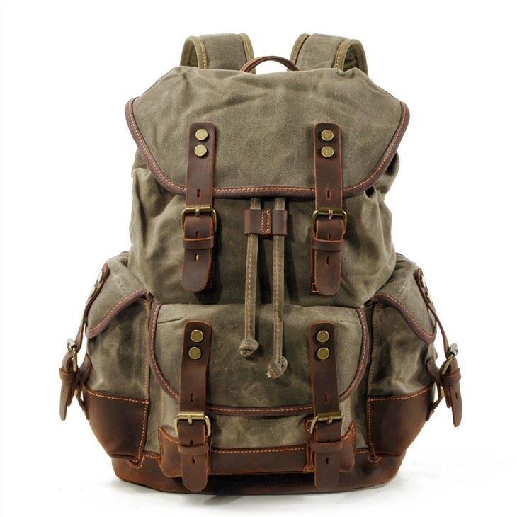 SPS-434 Large Capacity Leather Canvas Backpacks
