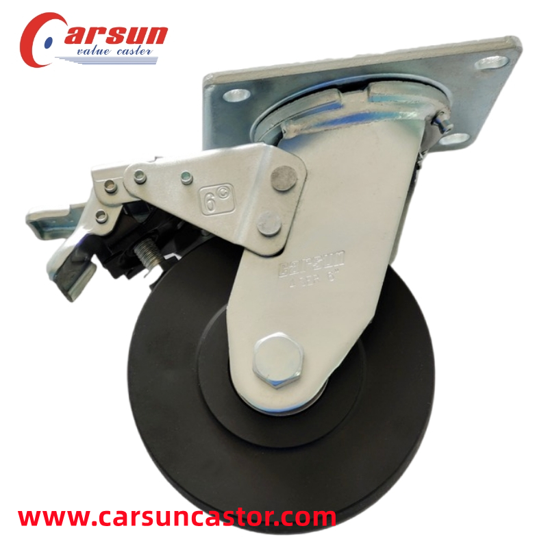 Ultra heavy industrial casters 6 inch MC casting nylon swivel caster wheels with metal locking