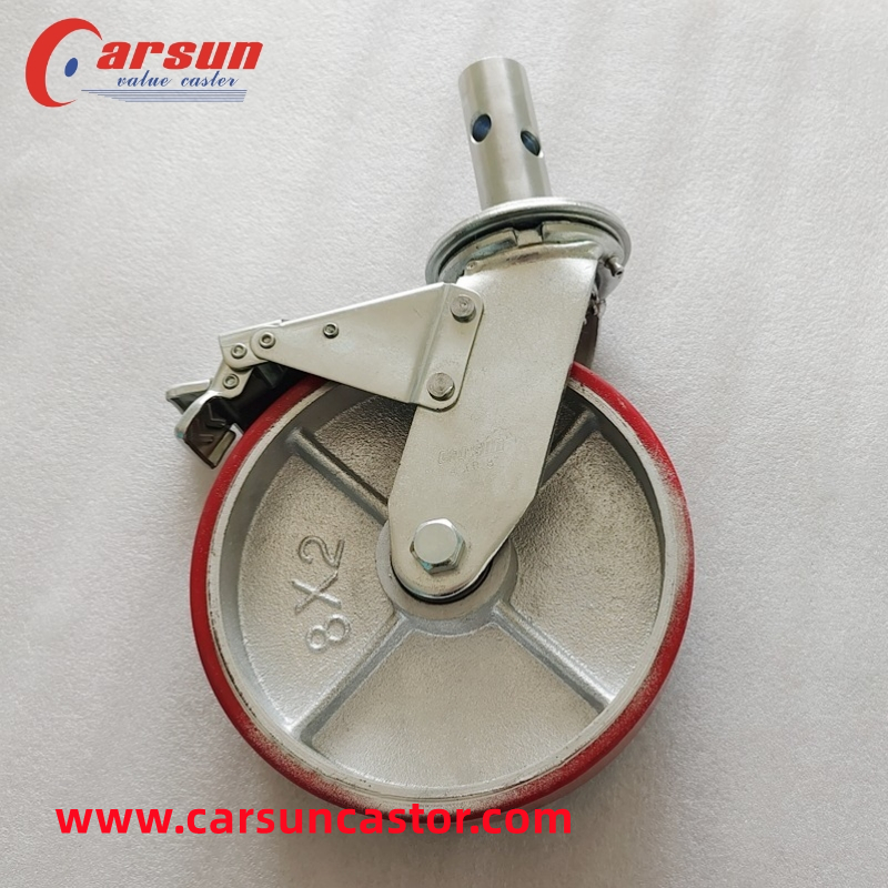 CARSUN 200MM Iron core polyurethane casters heavy duty 8 x 2 inch cast iron core pu swivel caster wheel