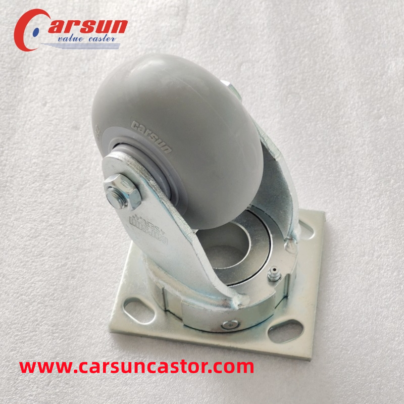 Heavy duty industrial castors 4 inch round edge grey TPR impact resistant swivel caster wheels (5)