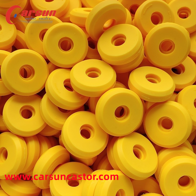 Carsun Medium Plastic Solid 100mm PU Wheel 4 Inch Yellow Polyurethane Wheel Bearing 6
