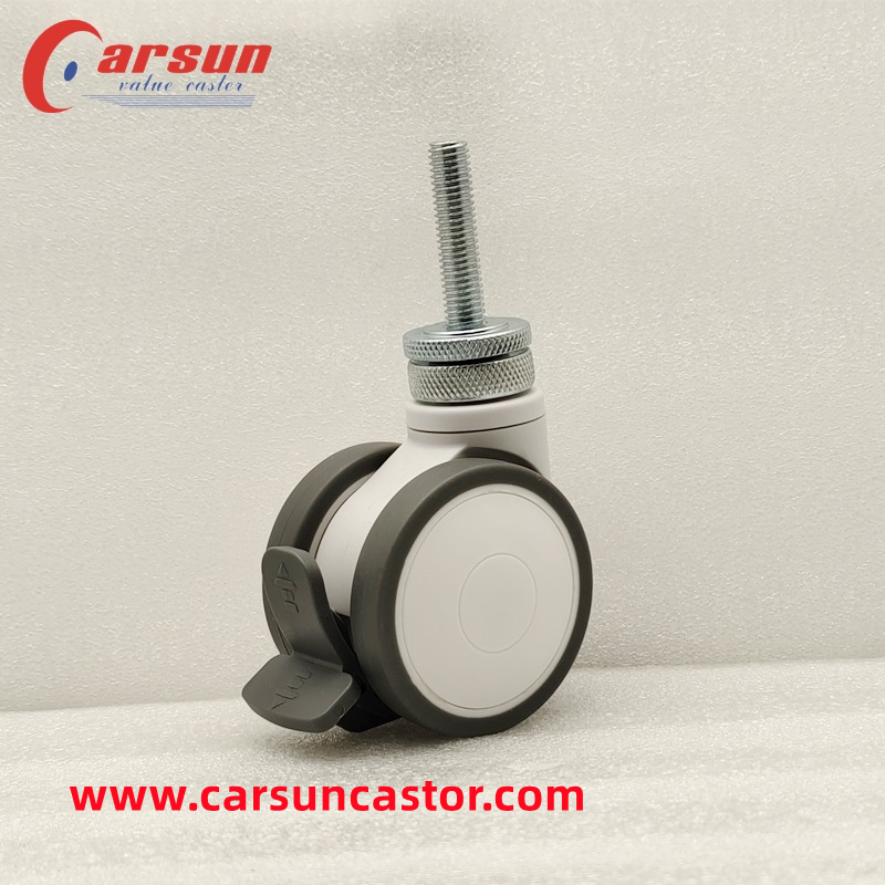 CARSUN OEM custom thread stem casters TPR silent durable 63mm medical caster thread stem castors medical bed wheels D2-25P220SB3-307G (3)