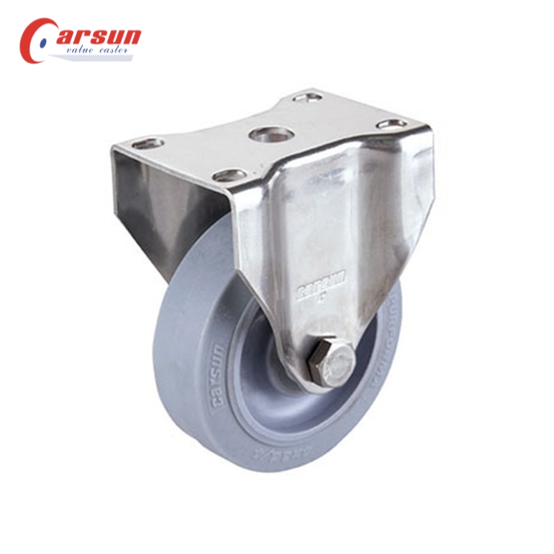 Stainless steel Medium caster 5-inch TPR fixed caster wheel