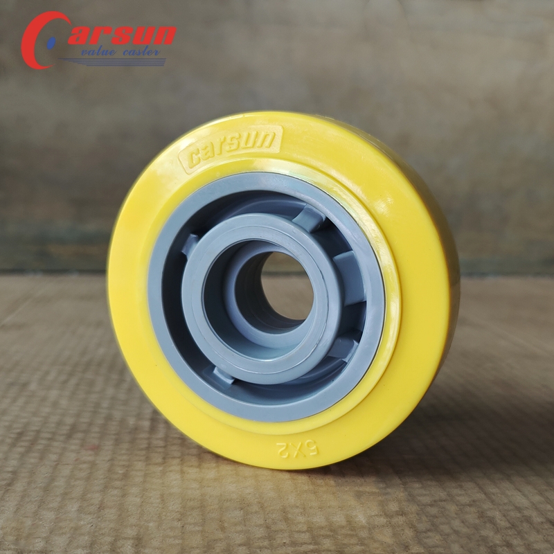 CARSUN 5 inch yellow PU wheel 125mm polyurethane wheel casters