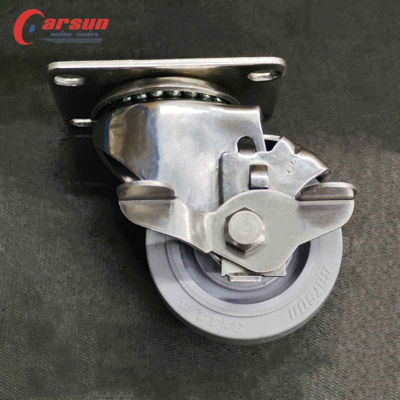 Medium castor 3 inch stainless steel swivel caster TPR silent caster wheel