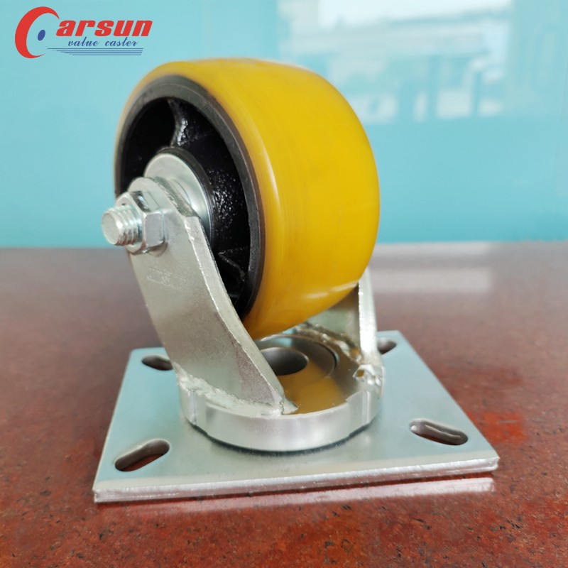 Heavy Duty Industrial Casters 6 Inch Impact Resistant Iron Core Polyurethane Casters with Direction Lock