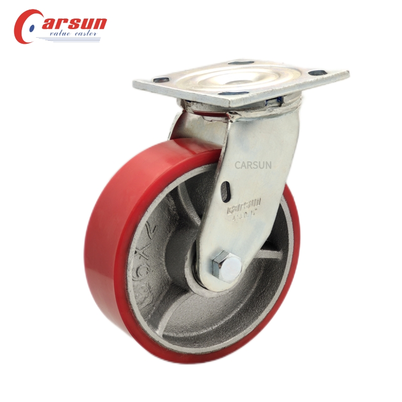 6 Inch Iron Core PU Caster Wheel Industrial Swivel Caster wheels Without Brake