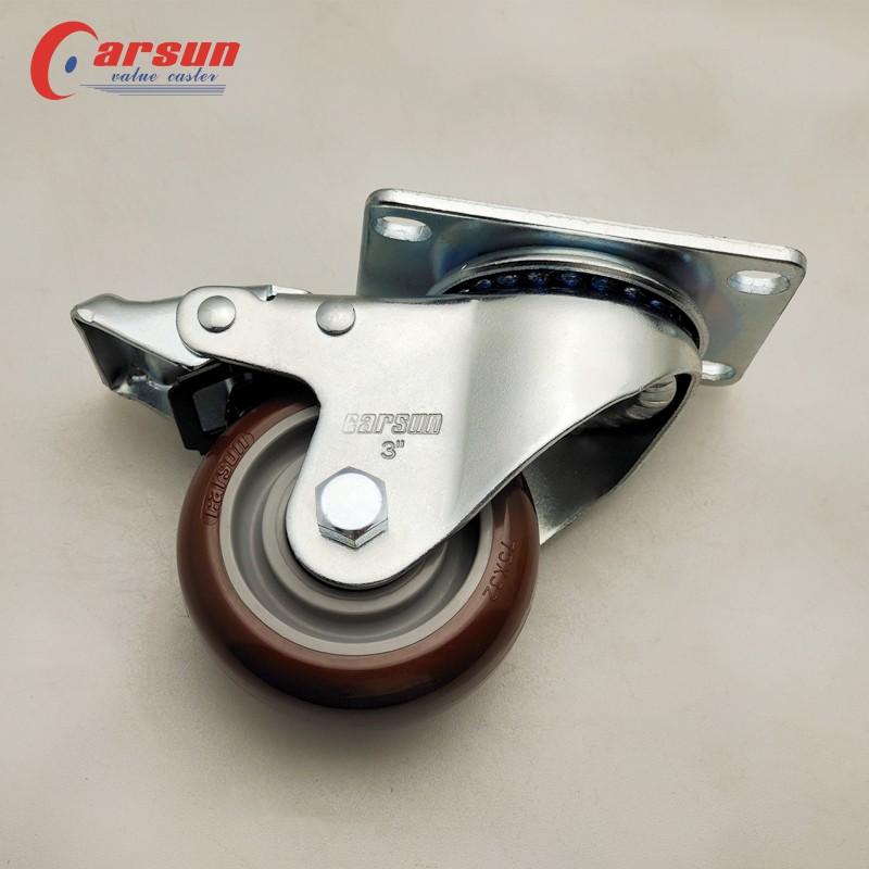 Pu caster 3-inch industrial caster with metal brake (8)