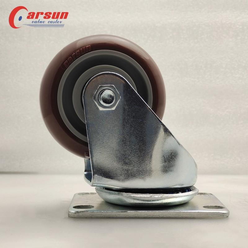 Red Pu caster 3-inch swivel industrial caster 3