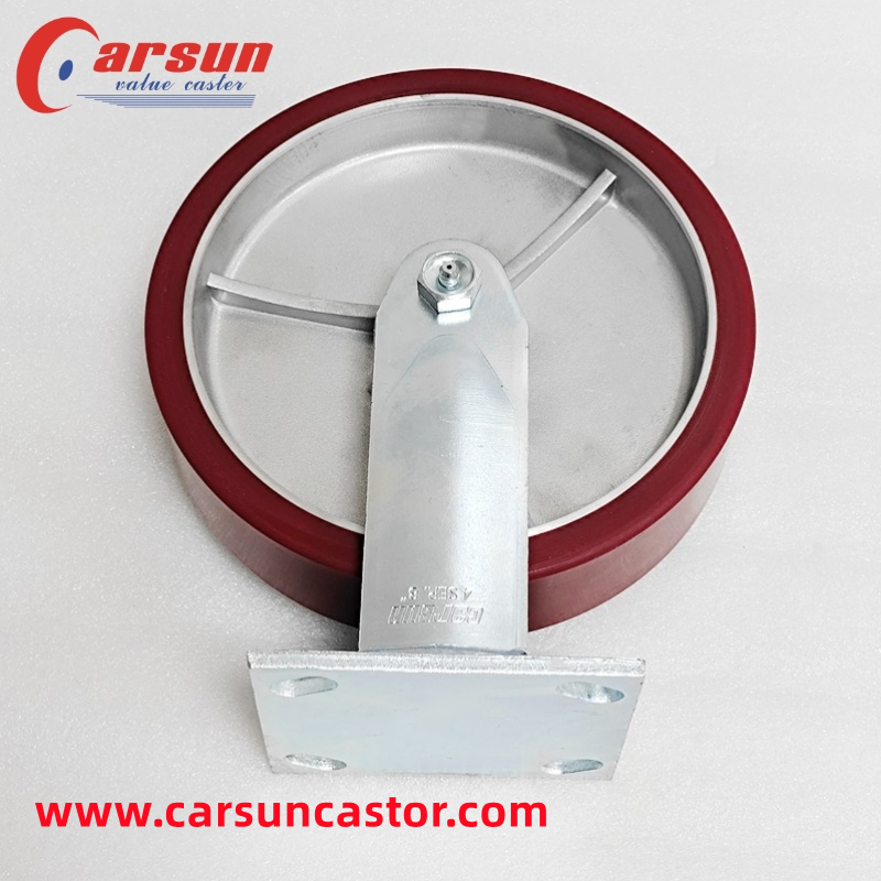 Li-Casters tsa Indasteri tse Boima 8 Inch Aluminium Core Polyurethane Wheel Fixed Casters 4-8T01R-471G (3)