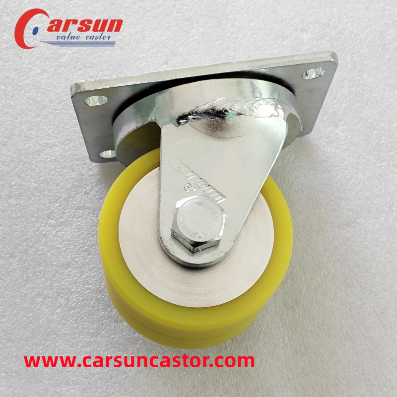 CARSUN Low Gravity Industrial Casters 3 Inch Aluminum Core Polyurethane Double Wheel Casters Robot Casters H-3T55S-471G (1)