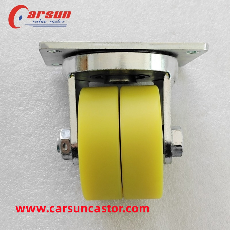 CARSUN Low Gravity Industrial Casters 3 Inch Aluminum Core Polyurethane Double Wheel Casters Robot Casters H-3T55S-471G (2)