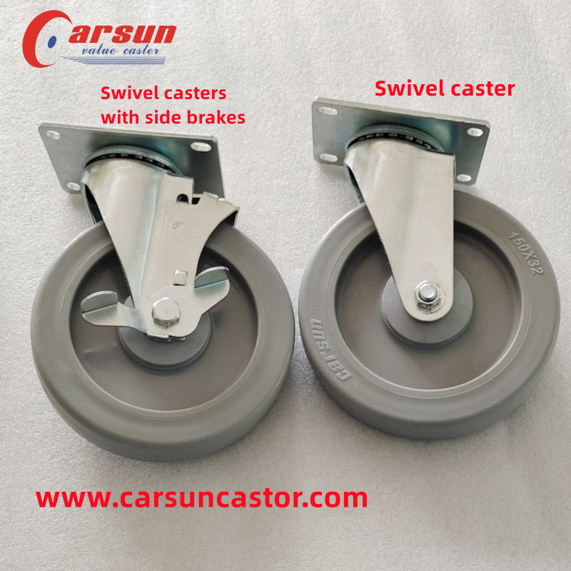 Medium Casters  6 Inch Gray TPR Caster Wheels