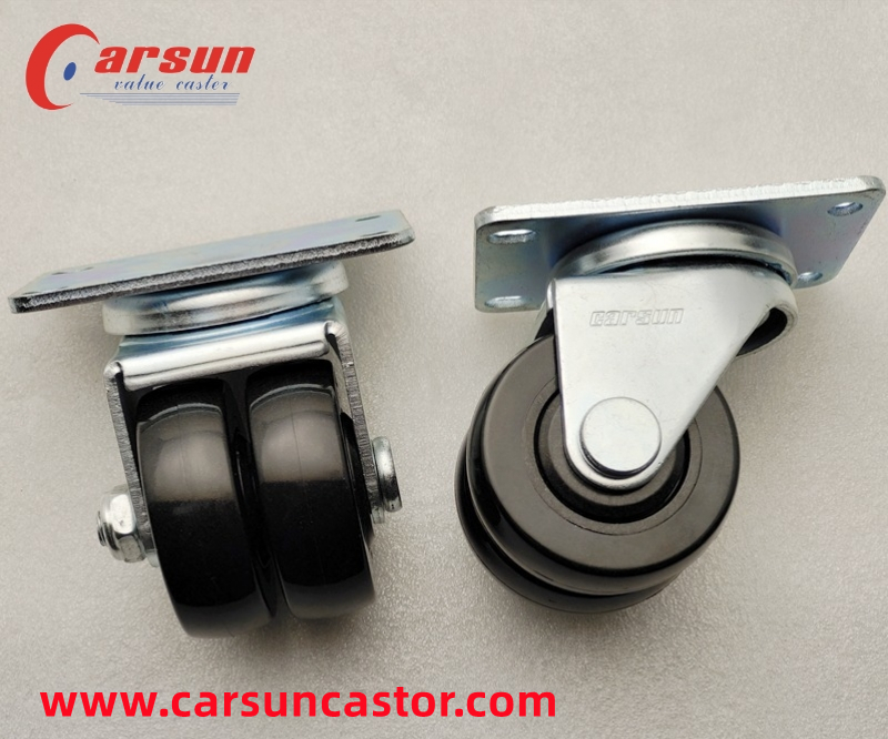 Low gravity castors 2.5 inch black conductive polyurethane double wheel swivel casters (9)