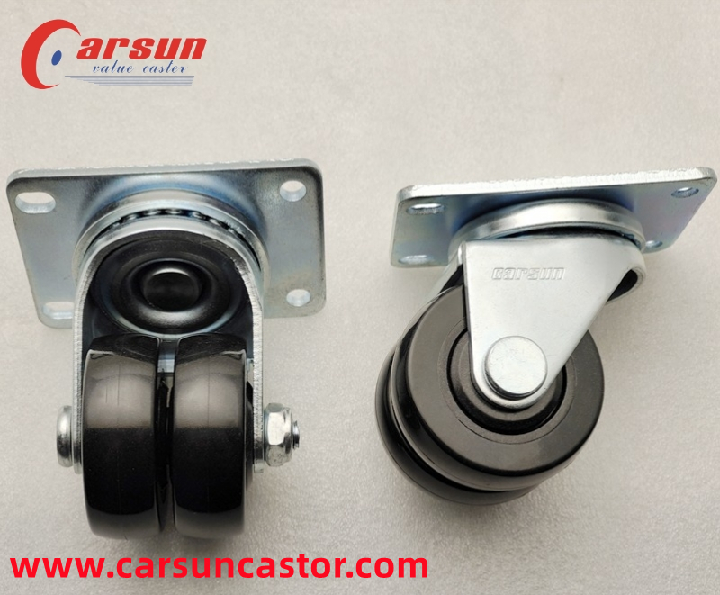 Low gravity castors 2.5 inch black conductive polyurethane double wheel swivel casters (10)