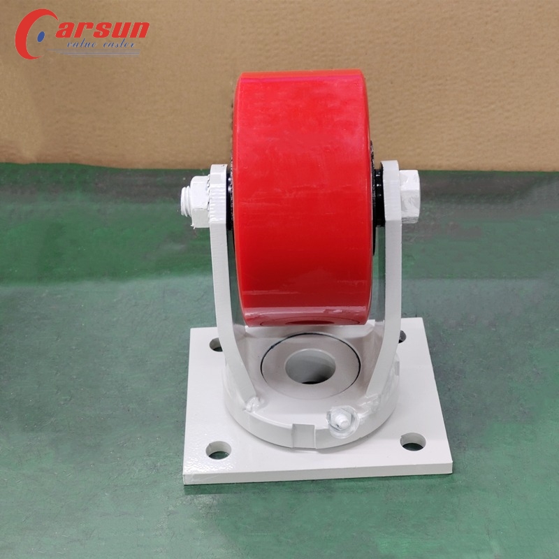 CARSUN 4 5 6 8 Inch Red Pu Cast Iron Core Trolley Wheel Heavy Duty Industrial Caster Wheels (7)