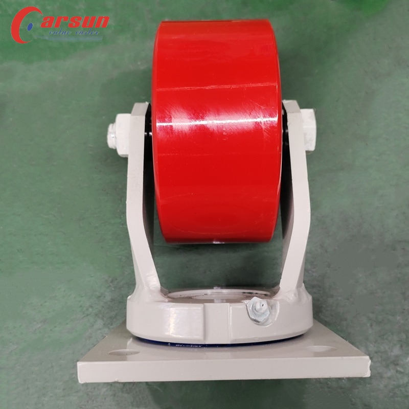 CARSUN 4 5 6 8 Inch Red Pu Cast Iron Core Trolley Wheel Heavy Duty Industrial Caster Wheels (4)