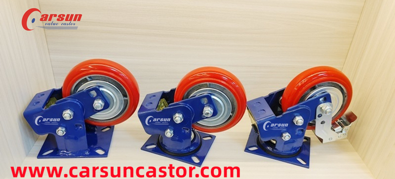 Spring Loaded Shock-Absorbing Caster 6 Inch Iron Core Polyurethane Wheel Casters -2