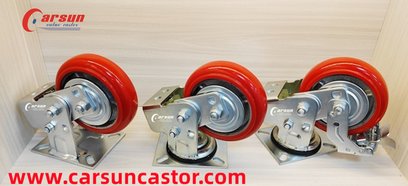 Spring Loaded Shock-Absorbing Caster 6 Inch Iron Core Polyurethane Wheel Casters -3