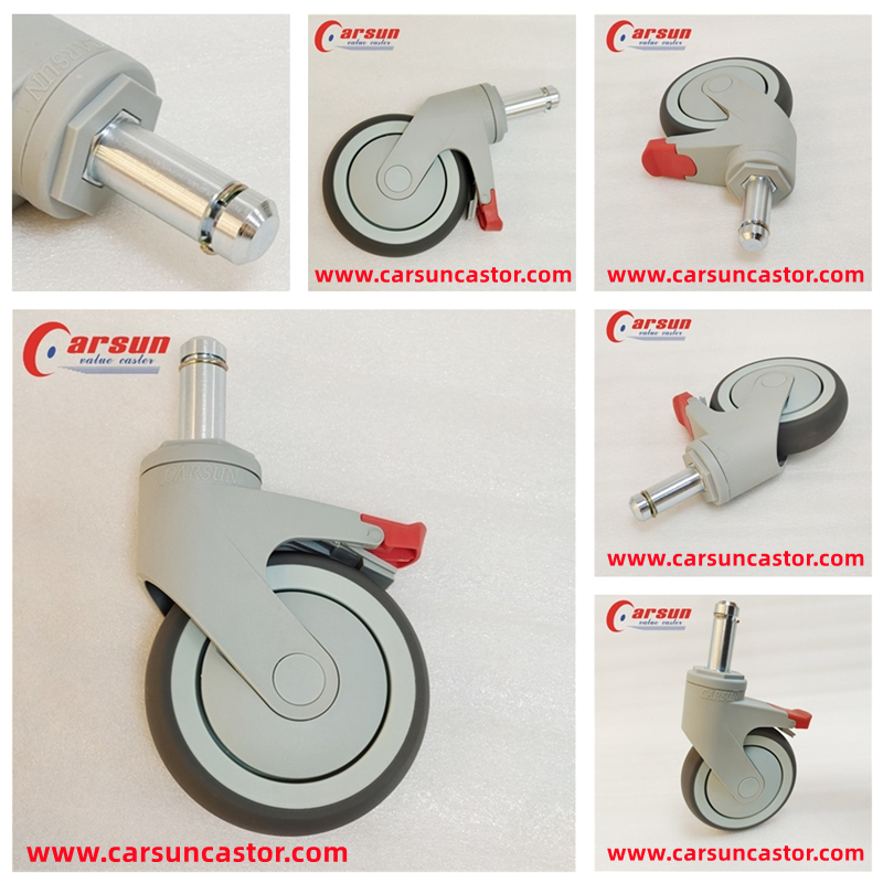 Grip Ring Stem Hospital Casters Medical Equipment Caster Wheels Locking Castors (6)