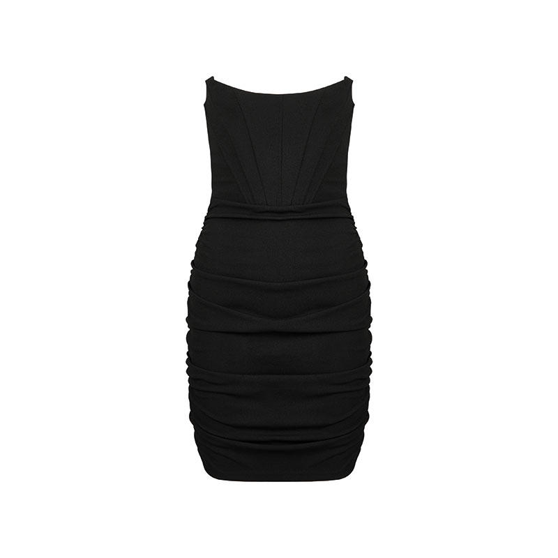 Трикотажное тканое черное длинное вечернее платье-копия