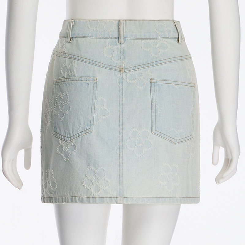 Ladies Casual High Waist A-Line Skirt Versatile Casual Denim Skirt1 (2)vf8