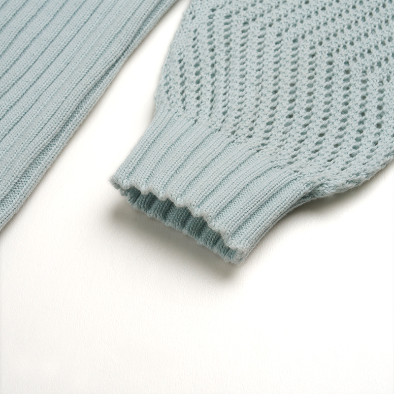 Вязаный свитер с длинными рукавами и полым V-образным вырезом (4)u9r