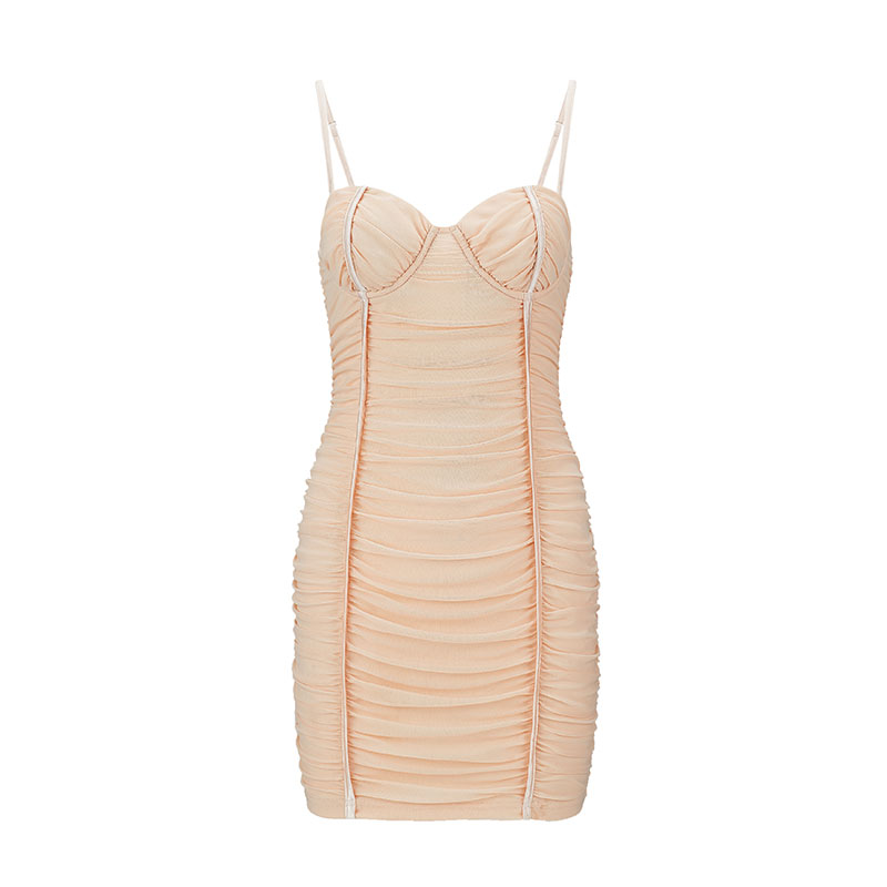 Mesh Fabric Women's Sexy Strappy Breast Cup Dress
